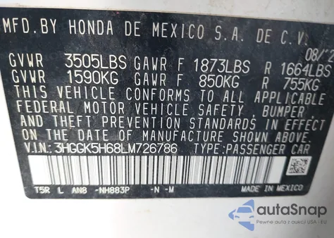 2020 Honda Fit Sport from USA, damaged, VIN 3HGGK5H68LM726786